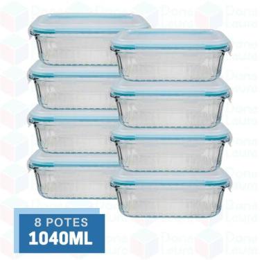 Imagem de 8 Pote Canelado Vidro Resistente 1040ml Airfryer Microondas - Belo Vid