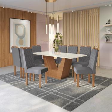 Imagem de Conjunto Sala De Jantar Verbana Kappesberg 8 Cadeiras Veludo Titanio
