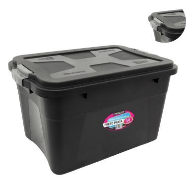 Imagem de Caixa Organizadora Multiuso 30 Litros com Tampa na cor Preta