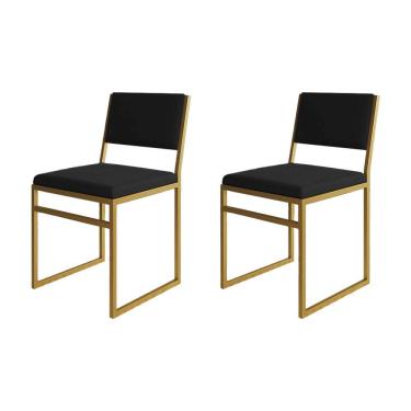 Imagem de Kit 2 Cadeiras Industrial Isa Veludo Base Dourado para Mesa Sala Jantar Cozinha Decor-dourado/preto