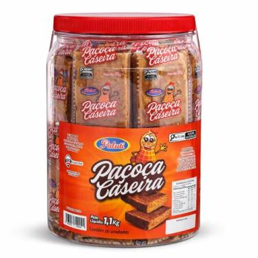 Imagem de Paçoca Caseira Gibi Paluti 1,100kg Pote com 20 Unidades Doce de Amendo