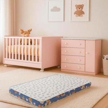 Imagem de Quarto de Bebe Completo para Menina Infantil Rosa Acetinado Qmovi