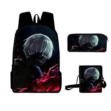 Imagem de Conjunto de mochilas Tokyos Ghouls Anime School para crianças, 3 unida