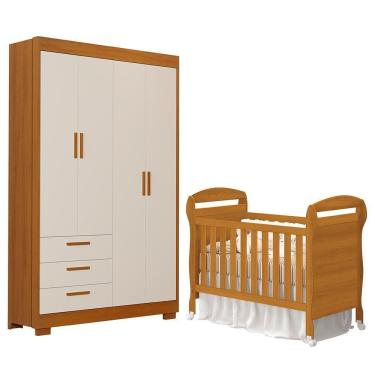 Imagem de Jogo De Quarto Infantil Guarda Roupa Zaki E Berço Mini Cama Danny Areia Fosco-savana - Reller Móveis Areia Fosco-savana