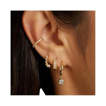 Imagem de Conjunto De Brincos De Zircônia Banhados a Ouro Para Mulheres, Brincos
