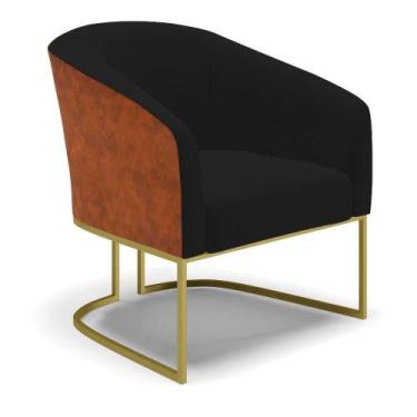 Imagem de Cadeira Sala De Jantar Base Industrial Dourada Stella Noz/linho D03 - 