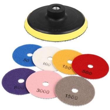 Imagem de Kit 7 Lixa Diamantada Suporte Mármore Granito Porcelanato - Lorben