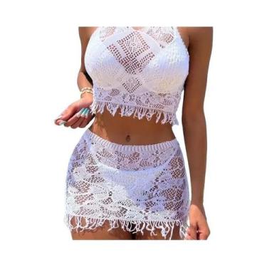 Imagem de Vestido De Praia Sexy Em Rede Para Mulheres, Transparente, Com Franjas