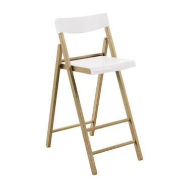 Imagem de Banqueta Dobrável Alta com Encosto Tramontina Potenza Branca Madeira T