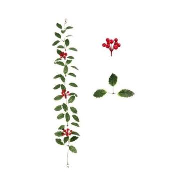 Imagem de Guirlanda De Natal Com Folhas De Azevinho E Frutas Vermelhas 1M, Folha