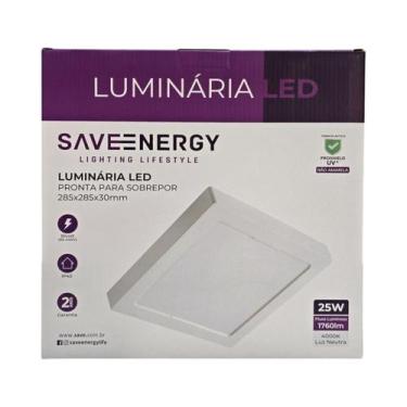 Imagem de Painel Plafon Led Sobrepor 28,5X28,5cm 25W 4000K Branco Bivolt - Save 