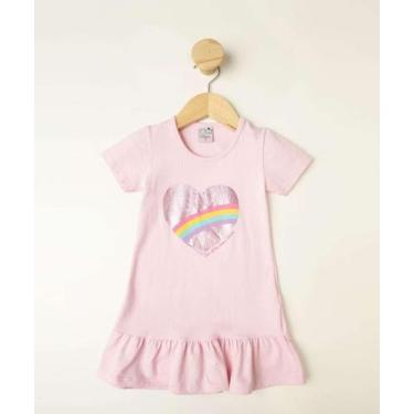 Imagem de Vestido Infantil Manga Curta Coração Tam 1 a 3-08389 - VTL, Rosa, 2