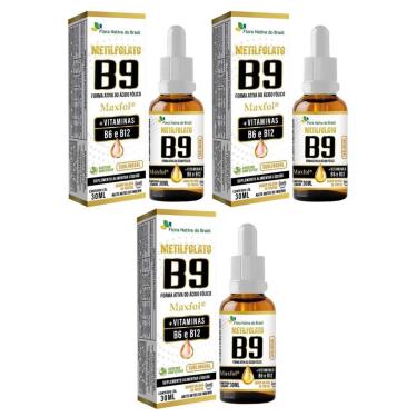 Imagem de Kit 3x Metilfolato Maxfol B9 B6 e B12 Frutas 3x30ml Flora-Unissex