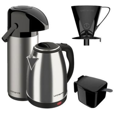 Imagem de Kit 1 Chaleira Jarra Elétrica 1,8l 1 Garrafa Térmica Inox 1L - Uniterm