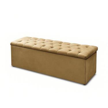 Imagem de Calçadeira Bau 140 cm Casal Suede Bege - Fábrica de Tudo