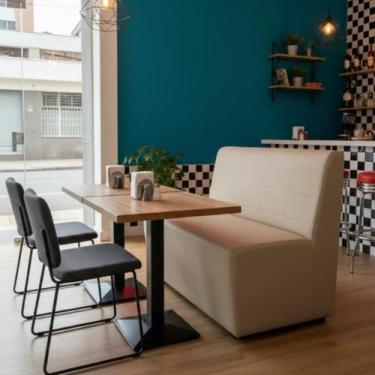 Imagem de Sofá Booth Roma 1,20M Restaurante Lanchonete Cor:Bege - FerrazzaDecor,