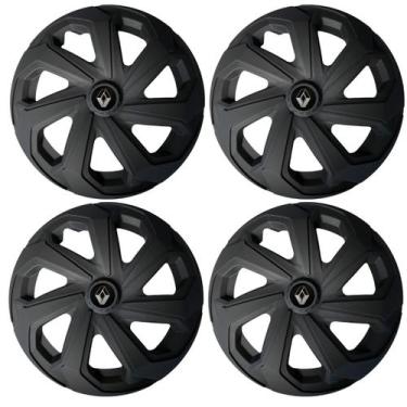 Imagem de Jogo calota esportiva aro 13 spider preto fosco clio logan - Garagem O