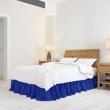 Imagem de Saia Para Cama Box Tamanho Universal (Casal, Queen e King) Cor:Azul - 