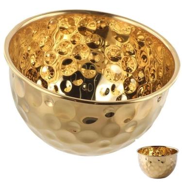 Imagem de Tigela BSL3881-4 para Sobremesa e Salada em Inox Multiuso Versátil para Mesa Posta e Cozinha Dourado Braslu