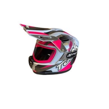 Imagem de Cofre Mini Capacete Pro Tork Edition Cross Brilhante, Branco/Rosa