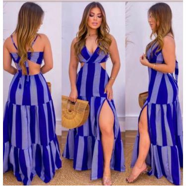 Imagem de Vestido Feminino longo tamanho único, Azul, único 