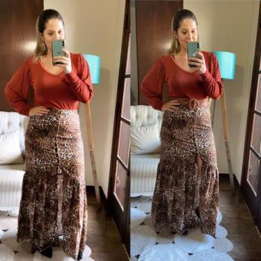Imagem de Saia longa onça  - Ns moda 