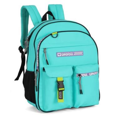 Imagem de Mochila Escolar Juvenil Unissex Grande Emborrachada Turquesa - Up4You