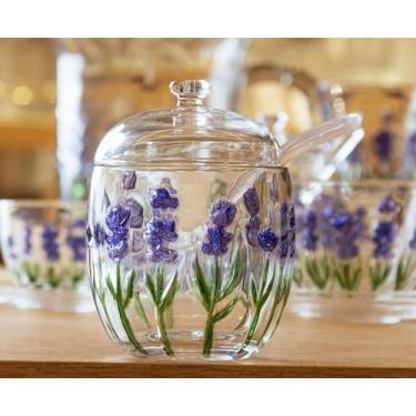 Imagem de Açucareiro Cristal c/ Colher e Tampa Lavanda 12 cm - Lyor