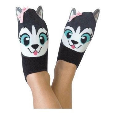 Imagem de Meia Sapatilha 3d Puket Baby Preto Cachorrinho - 19 A 22