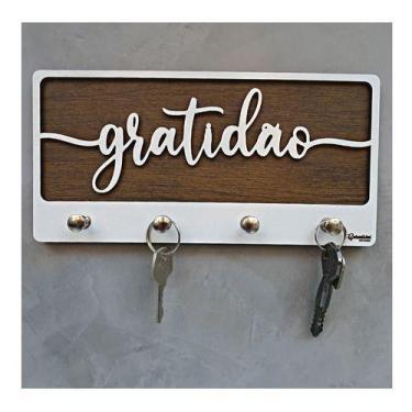 Imagem de Porta Chaves Parede Decorativo Gratidão Moderno Criativo - Carmisini