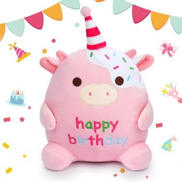 Imagem de Bicho de pelúcia Zeffulyne Happy Birthday Cow 20cm para meninas