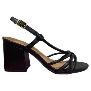 Imagem de Sandalia Via Scarpa Tira Elastica Salto Quadrado Feminino, Preto, 37