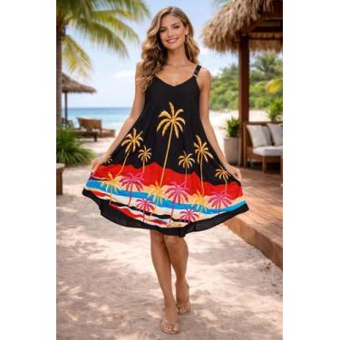 Imagem de Vestido Longo Feminino de Alça Estampa Tropical - Deeyaa Indiana, Pret