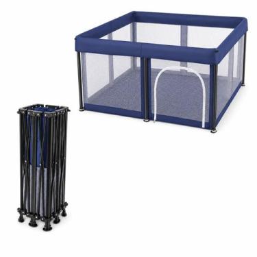 Imagem de Cercadinho Infantil Compacto Dobrável Portátil 1.20x1.20cm Azul - Mimo