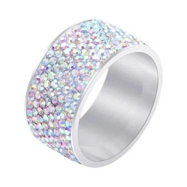 Imagem de Anel De Cristal De 8 Fileiras Para Mulheres Em Aço Inoxidável, Joias D