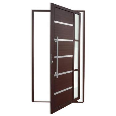 Imagem de Porta de Alumínio Pivotante Lambril 210x120cm com Puxador Corten Super