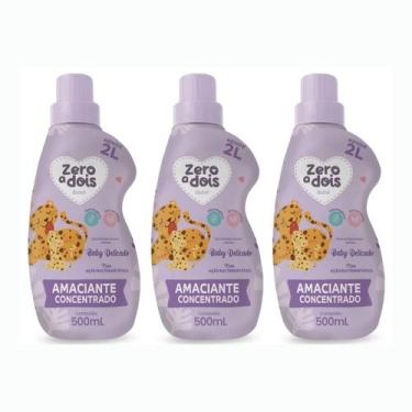Imagem de Kit 3 Amaciante Delicado Bebê Zero Dois Hipoalergênico 500ml - Zero a 