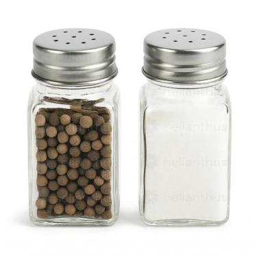 Imagem de 2 Saleiro Porta Temperos de Vidro 70ml com Tampa Inox  Porta Condiment