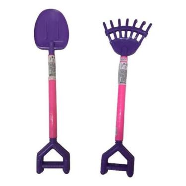 Imagem de Kit c/ 2 Ferramenta Infantil Rosa Jardim Praia Jardinagem - Pica Pau