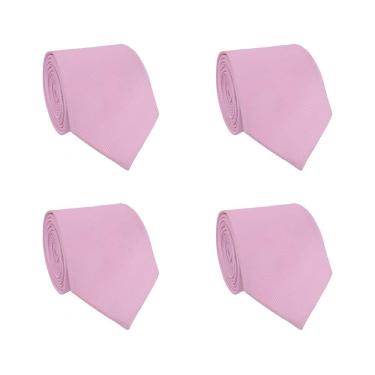 Imagem de Kit 4 Gravatas Social Tons de Rosa Masculina Slim Lisa Padrinho Casamento Noivo Trabalho Congresso