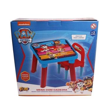Imagem de Mesa de Atividades com Cadeira F0164-2 Multifuncional Patrulha Canina Amarelo 70CM