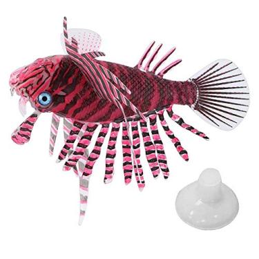 Imagem de Zerodis Peixe simulado de aquário, ornamento de peixe falso de silicone brilhante realista com ventosa decoração de aquário ornamento flutuante (vermelho e preto)