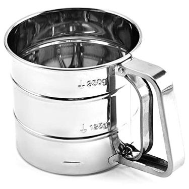 Imagem de Clink Polvilhador Peneira Confeiteiro Inox - Farinha com Gatilho - 10,5 x 9,5 x 16cm - Aço Inox - Prateado