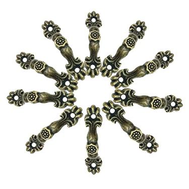 Imagem de 10 pcs metal vintage porta maçaneta puxar botões para gaveta armário armário dresser funiture bronze tone mini maçanetas 43mm * 10mm YYDFPIIA