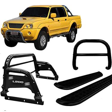 Imagem de Kit Quebra Mato+Estribo Chapa +Santo Anto H3 L200 2004 Preto