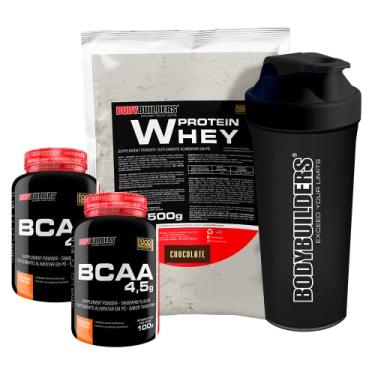 Imagem de KIT Whey Protein 500g + 2x BCAA 100g + Coqueteleira - Bodybuilders Sabor Chocolate