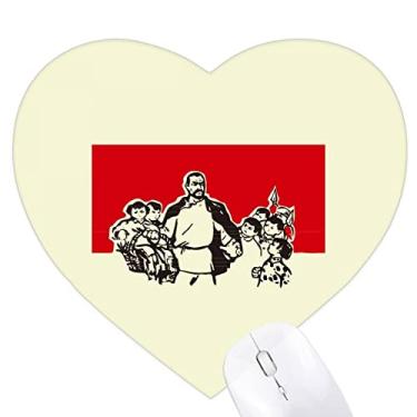 Imagem de Mousepad de coração da China Red Education Propaganda Leader Tapete de borracha para escritório