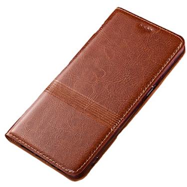 Imagem de Capa carteira para Google Pixel 6/6 Pro com suporte para cartão de crédito, capa flip de couro legítimo, fecho magnético, à prova de choque, capa de telefone para homens e mulheres, marrom 1,6 Pro 17 cm