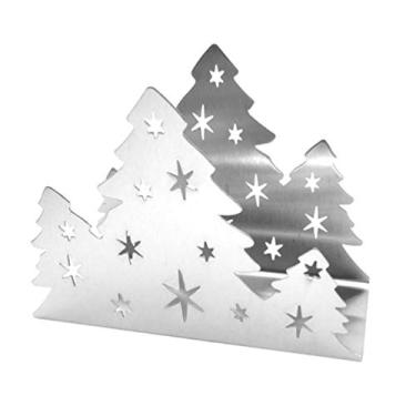 Imagem de Luxshiny Suporte de guardanapo de árvore de Natal em aço inoxidável para decoração de mesa de jantar para festa, casa, restaurante