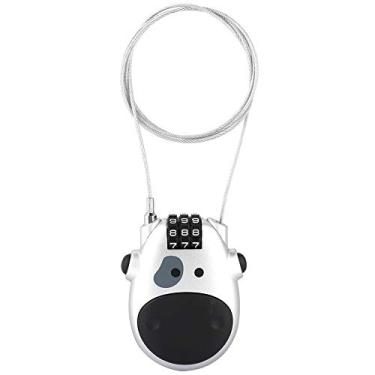 Imagem de Cadeado de bloqueio de combinação com código numérico de 3 dígitos, cabo extensível de 80 cm, formato de novilha, trava de segurança personalizada para mala de bebê, bagagem, laptop (prata)